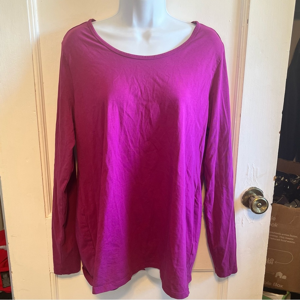Peruvian Connection Pink Long Sleeve Relaxed Tee layering tee size XXL